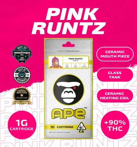 Ape 1G Vape - Pink Runtz (H) vape cartridge